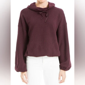 Max Studio Funnel Neck Waffle Knit Pullover Dolman Sleeve